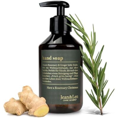 Jean & Len Handzeep Rosemary & Ginger, Christmas Edition, 250 ml Reinigt belaste handen – ideaal als cadeau, vloeibare zeep in navulbare pompdispenser, zonder parabenen & siliconen Jean & Len Handzeep Rosemary & Ginger, Christmas Edition, 250 ml Reinigt belaste handen – ideaal als cadeau, vloeibare zeep in navulbare pompdispenser, zonder parabenen & siliconen