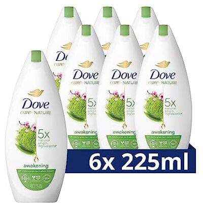 Dove Care by Nature Awakening Douchegel, voor een schone en gehydrateerde huid 6 x 225 ml Voordeelverpakking Dove Care by Nature Awakening Douchegel, voor een schone en gehydrateerde huid 6 x 225 ml Voordeelverpakking