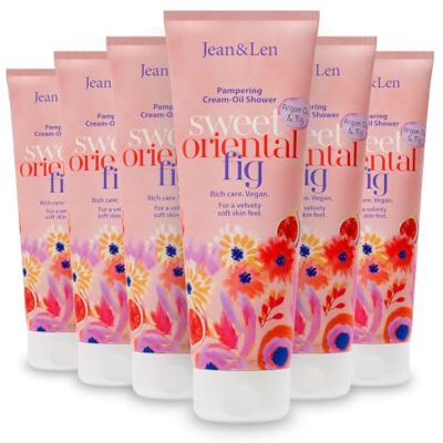 Jean & Len douchecrème-olie met arganolie en vijg, veganistisch, 6 x 250 ml Jean & Len douchecrème-olie met arganolie en vijg, veganistisch, 6 x 250 ml