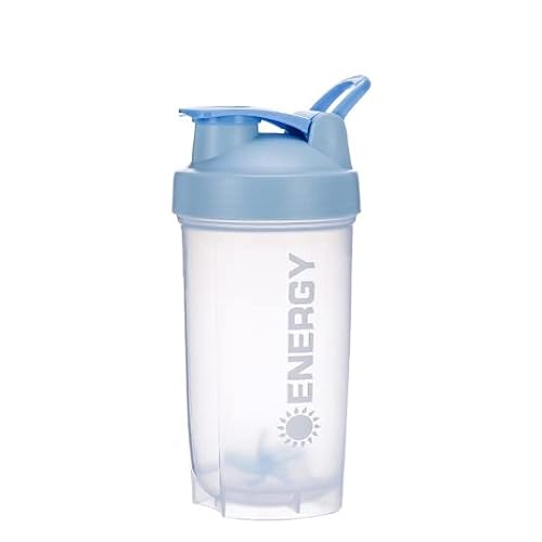 DDSHUN 500 ml eiwitshaker beker eiwitpoeder shaker fles met mixer balmixen BPA-vrij lekbestendig gym mix fles shaker fitnessfles draagbare workout waterbeker voor supplementen eiwitshaker (blauw)