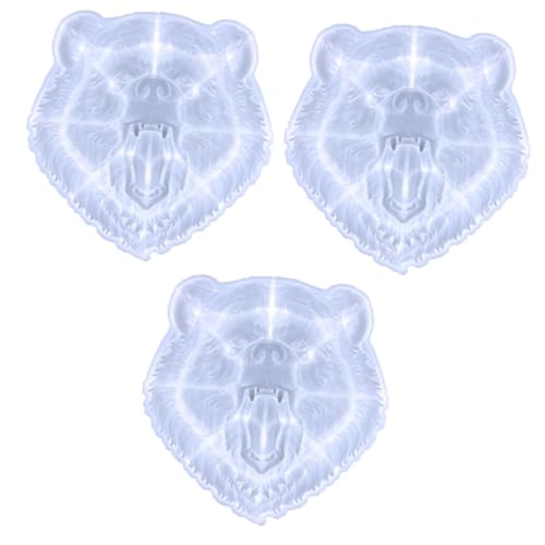 QZDCFC 3 stuks Bear Head Shape Epoxyhars Siliconen Mallen Decor Hars Epoxy Ambachtelijke Mallen Doe-het-zelf Ambachtelijke Vorm Doe-het-zelf Ambachten Ambachten Epoxymallen Silica Gel Gift Manual Manual