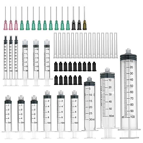 Agemore 15 pack (100 ml/60 ml/30 ml elk 1 st, 10 ml/5 ml/3 ml/1 ml elk 3 stks) spuiten met stompe tip naalden en opslagkappen (luer vergrendeling)