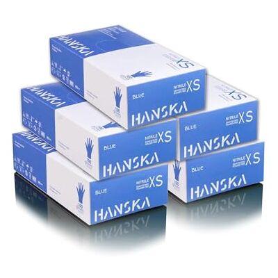 HANSKA 500 blauwe nitril wegwerphandschoenen, poedervrij, wegwerphandschoenen, voor beide handen, niet steriel, rubberen basis, geschikt voor medische ruimtes, hanteren van levensmiddelen (500, XS) HANSKA 500 blauwe nitril wegwerphandschoenen, poedervrij, wegwerphandschoenen, voor beide handen, niet steriel, rubberen basis, geschikt voor medische ruimtes, hanteren van levensmiddelen (500, XS)