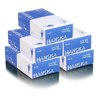 HANSKA 500 blauwe nitril wegwerphandschoenen, poedervrij, wegwerphandschoenen, voor beide handen, niet steriel, rubberen basis, geschikt voor medische ruimtes, hanteren van levensmiddelen (500, XL) HANSKA 500 blauwe nitril wegwerphandschoenen, poedervrij, wegwerphandschoenen, voor beide handen, niet steriel, rubberen basis, geschikt voor medische ruimtes, hanteren van levensmiddelen (500, XL)