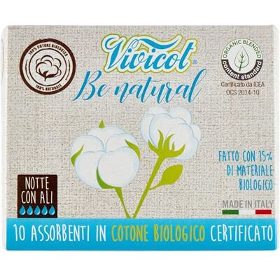 VIVICOT Hygiënische maandverband met vleugels voor de nacht 10 st. (BE NATURAL) VIVICOT Hygiënische maandverband met vleugels voor de nacht 10 st. (BE NATURAL)