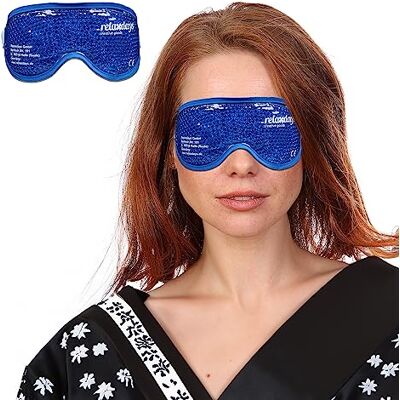 Relaxdays verkoelend oogmasker, set van 2, slaapmasker, warm en koud gebruik, koelmasker ogen, ontspannend, gel, blauw Relaxdays verkoelend oogmasker, set van 2, slaapmasker, warm en koud gebruik, koelmasker ogen, ontspannend, gel, blauw
