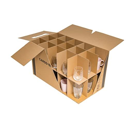 karton-billiger 5 x glazen karton verhuisdoos voor glazen, kopjes en flessen 15-30 vakken