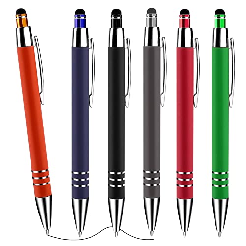 Cobee Stylus Tip Balpennen, 6 Stuks 1.0mm Intrekbare Balpen Medium Point Glad Schrijfpen Zwarte Inkt Metalen Pen Stylus Leuke Pen voor Touchscreens