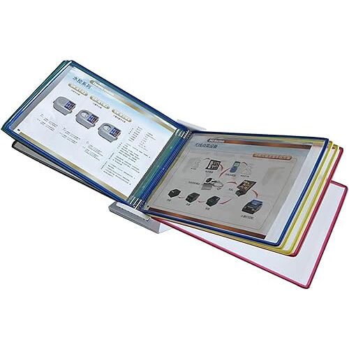 HSOYGE Desktop Reference Organizer Catalogusdisplayrek, dubbelzijdig paneel met 10 pagina's Catalogusreferentiesysteem, A4 Letter-formaat desktop/muurreferentiesysteem, aan de muur gemonteerde referentieor