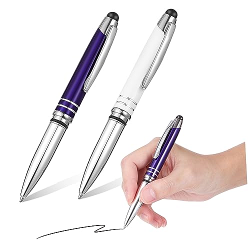 Tofficu 2 Stuks Touch-balpen (1 Wit 1 Blauw) Stylus Pen Balpen Nieuwigheid Pen Voor Intrekbare Tabletpen Capacitieve Stylus Verpleegkundige Laptop Mobiele Telefoon Metaal