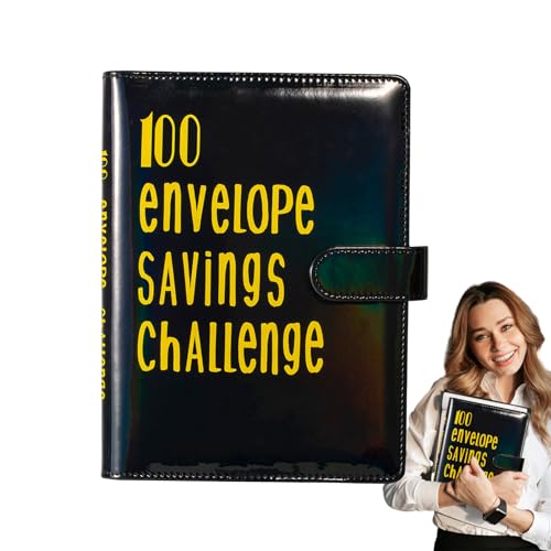 Naqqios Geldbesparend uitdagingsboek   Spaaruitdagingen Binder met geldenveloppen,100 Envelop Challenge Binder, Budget Binder met Cash Enveloppen