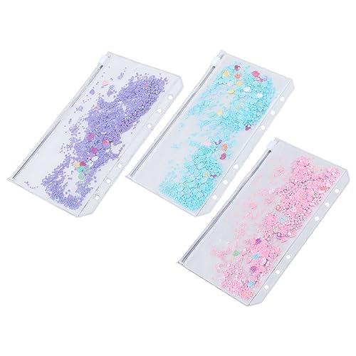 STOBOK 3 Stuks A6 transparant pvc clip shaker card sequin bindmiddel tas Wyner tas rits zak sticker label bindmiddel tas 3 stks/zak bindmiddel mappen binder zakje bindmiddel clips boek