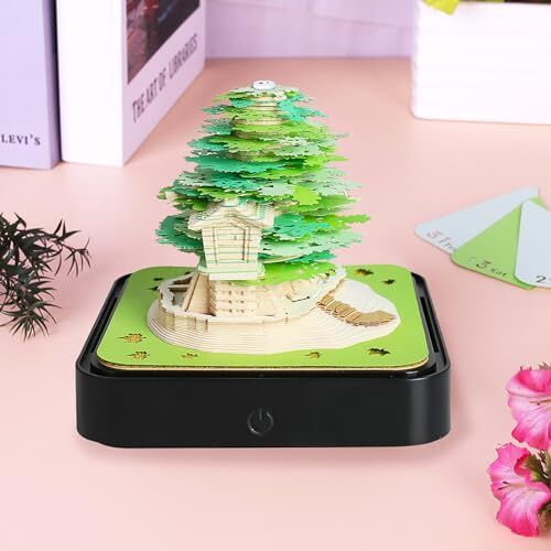 FairyHover 2024 Kalender Memo Pad Bureaukalender Met LED-Verlichting 3D Kunstkalender Creatieve Bureaukalender DIY Notities Kladblok Voor School Thuiskantoor Versieren B,9.8 * 8.5CM