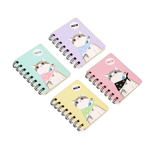 Tofficu 4 Stks Zakformaat Notebook Kraft Notebooks Spiraal Notebooks Gevoerd Notebook Mini Tijdschriften Draagbare Briefpapier Notepad Cartoon Notebook Cartoon Memo Pad Pocket Dagboek