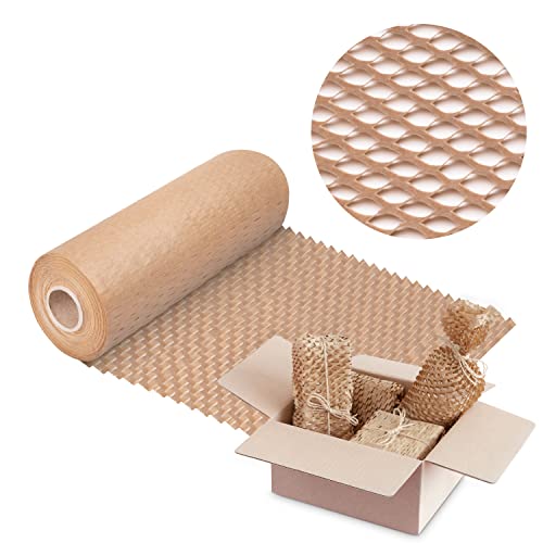 V1 TRADE Verpakkingspapier rol 20cm x 25m bruin honingraatpapier rol kraftpapier eco inpakpapier golfkarton 90g/m2 verpakkingsmateriaal papier vulmateriaal verpakking bekledingspapier