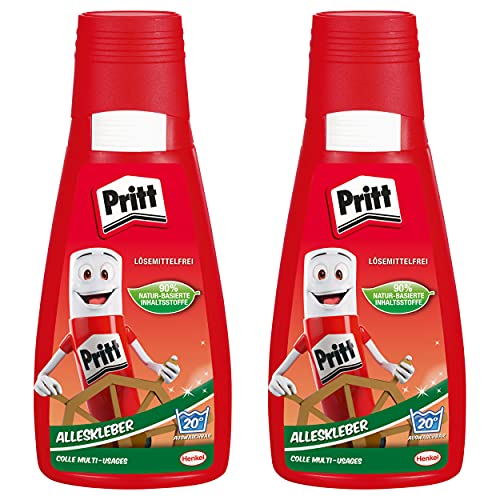 Pritt STAEDTLER  universele lijm, sneldrogend, gemakkelijk aan te brengen, oplosmiddelvrije vloeibare lijm voor kinderen, witte knutsellijm voor vele knutselmaterialen, 2x 100g transparent