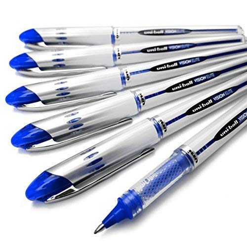 uni-ball Vision Elite UB-200 Liquid Ink Rollerball Pen Pack van 6 (blauw)