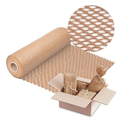 V1 TRADE Verpakkingspapier rol 40cm x 25m bruin honingraatpapier rol van kraftpapier eco inpakpapier golfkarton 70 g/m2 verpakkingsmateriaal papier vulmateriaal verpakking -