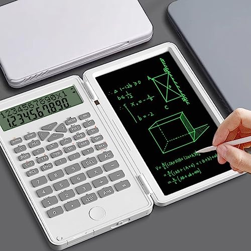 Cuifati Wetenschappelijke Rekenmachine met Notitieblok, 10 Cijfers LCD-scherm Calculator Calculator, Pocket Mute Multifunctionele Desktopcalculator voor Studenten, Middelbare School en (Wit)