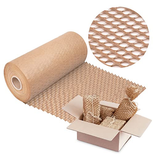 V1 TRADE Verpakkingspapier rol 20cm x 50m bruin honingraatpapier rol kraftpapier eco inpakpapier golfkarton 70g/m2 verpakkingsmateriaal papier vulmateriaal verpakking bekledingspapier