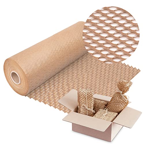 V1 TRADE Verpakkingspapier rol 40cm x 50m bruin honingraatpapier rol van kraftpapier eco inpakpapier golfkarton 70 g/m2 verpakkingsmateriaal papier vulmateriaal verpakking -