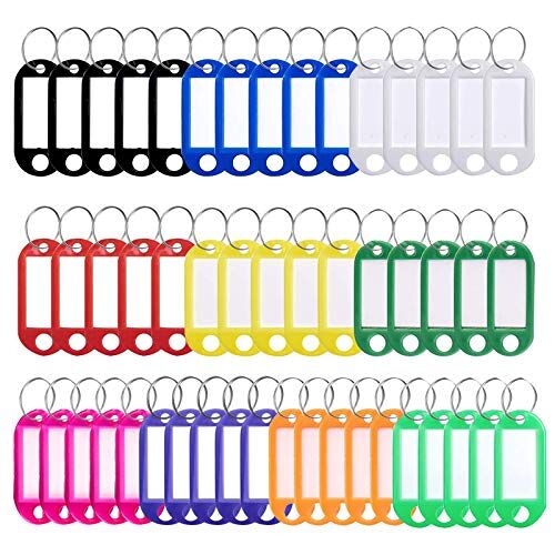 YuZhou 50 PCS Key Tags,key Fobs Labels Key Rings Name Tags Key Label Tags with Split Ring Key Tags Paper Plastic Key Tags with Labels Heavy Duty for Luggage Pet Id Name Office Key Labels 10 Color