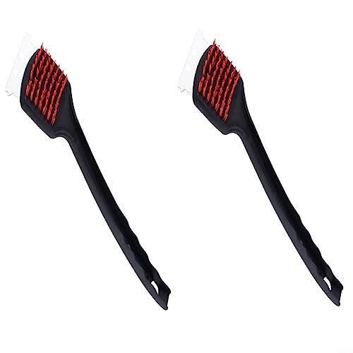 LVYXON BBQ Grill Reinigingsborstel & Schraper, Lange Handvat Veilig Nylon Varkenshaar BBQ Grill Reinigingsborstel Stalen Schraper Hoofd, 41,5 * 7cm, voor BBQ Grill Cleaner