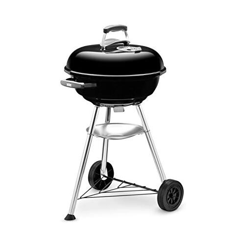 Weber Compact Kettle Houtskoolbarbecue 47 centimeter   Barbecue Met Deksel   Standaard En Wielen  Vrijstaande Outdoor Oven, Smoker & Kookplaat Zwart (1221004)