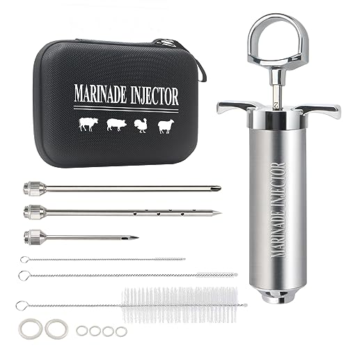 YoHold Vlees Injectiespuit,Meat Marinade Injector,Vleesspuit Injector,Kruidenspuit Vleespyze Pipetten,BBQ Braadspuit met 3 Vleesnaalden voor Kalkoen, Kip, Steak, Varkenskoteletten 60 ml / 2oz