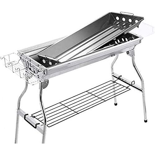 MIQXUAN BBQ-Barbecue Grill Barbecue Grill Barbecue Thuis Keuken Picknick Picknick Dikke roestvrijstalen houtskoolbarbecue met picknickplank