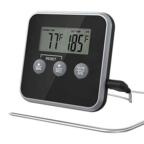 Cankypu Digitale Vleesthermometer Voedsel Barbecue Thermometer BBQ Grill Roker Thermometer Met Slimme Kookmodus Timer Alert Bakoven Digitale Thermometer