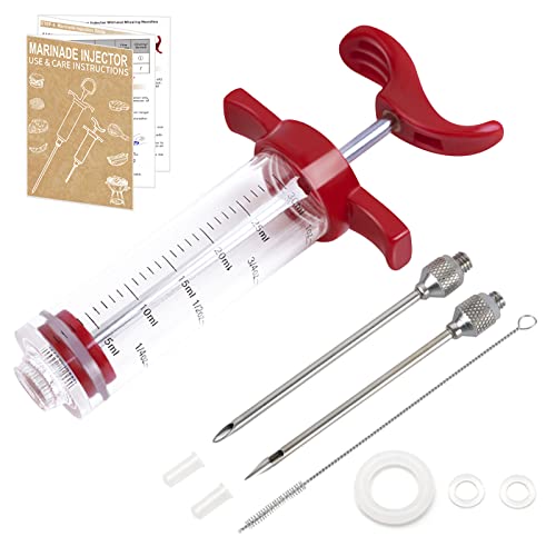 YoHold Vlees Injector, Vlees Injectiespuit, Meat Injector Syringe, Kruidenspuit BBQ Braadspuit Injectorspuit voor Kalkoen, Kip, Steak, BBQ 30ml/ 1oz