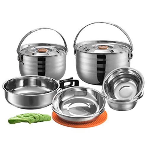 OUTPFTS Camping Kookgerei Camping Koken Set Niet Stick Vouwen Pot Pan Steelpan Waterkoker Kookgerei Kit Voor Picknick Wandelen BBQ Outdoor Outdoor Camping Kookgerei