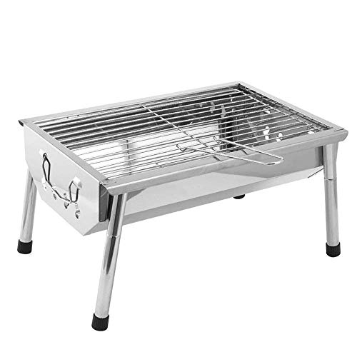 CCKUYT Houtskoolgrill Barbecue Draagbare BBQ Roestvrij staal Opvouwbare BBQ Grill Campinggrill Tafelgrill voor draagbare camping Koken Kleine grill