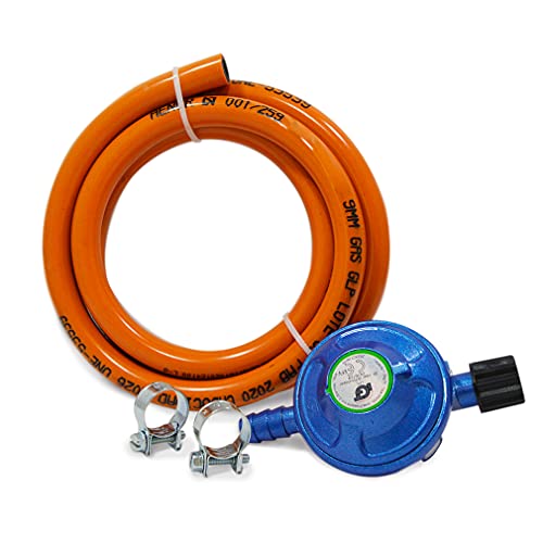 S&M 322150 gasregelaar voor butaanfles + slang 1,5 m + 2 sluitringen