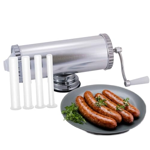 4BIG.fun Worstvuller handmatig 1 kg worstspuit worstpers worstmachine worstmachine worstvulmachine roestvrij staal handmatig Kolbasa braadworst hot dogs BBQ grill