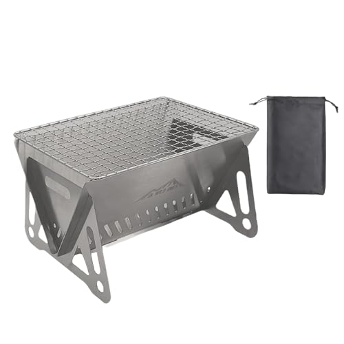 SK Wild Ones ® Opvouwbare barbecue campinggrill met multitool en draagtas, houtskoolgrill roestvrij staal, draagbare barbecue, campinggrill, inklapbaar, vouwgrill outdoor, campinggrill, houtskool