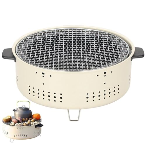 Hrippy Ronde Barbecue Kachel Draagbare Bbq Houtskool Grill Draagbare Grill Voor Outdoor Indoor Koken Camping en Tuin