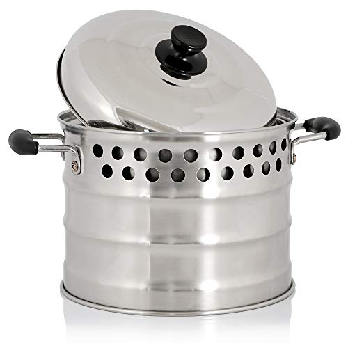 BBQ-Toro Roestvrijstalen kookpan voor raketoven, diameter 24 cm, pan met deksel, outdoor koken, ideaal voor grillen en koken in de raketoven, voor camping, outdoor, tuin en terras