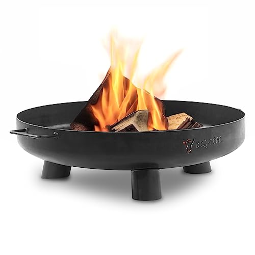 BBQ-Toro Vuurschaal Ø 60 cm   zwart   outdoor haard met drie poten en twee handgrepen   vuurschalen voor de tuin, brandschaal, Garden Fire Pit, Fire Bowl, vuurbak