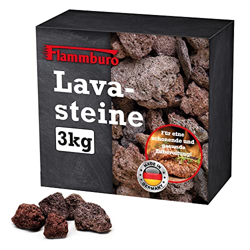 FLAMMBURO Lavastenen 3 kg – geschikt voor gasgrill en elektrische grill – herbruikbare natuursteen