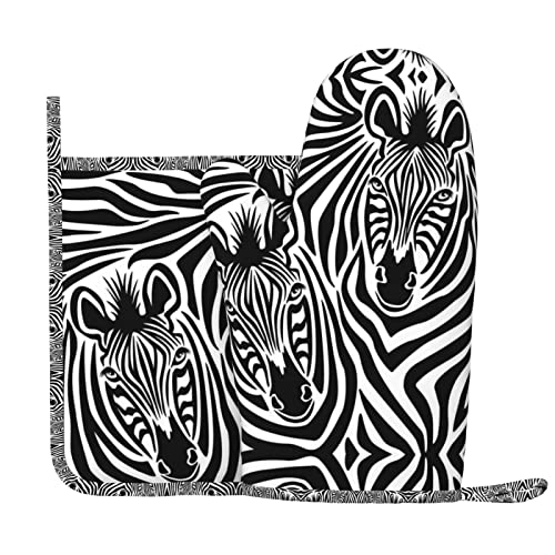 EWMAR Zebra Ovenwanten en pannenlappen Sets Print Keuken Magnetron Oven Handschoenen om brandwonden te voorkomen