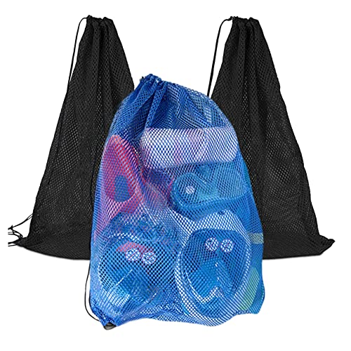 dsbdrki Backpackpakketten Zwemmesh tas voor zwemversnellingszak Big Mesh Drawing Bag Bal Net Bag voor sportuitrusting Beach Was 3 stks