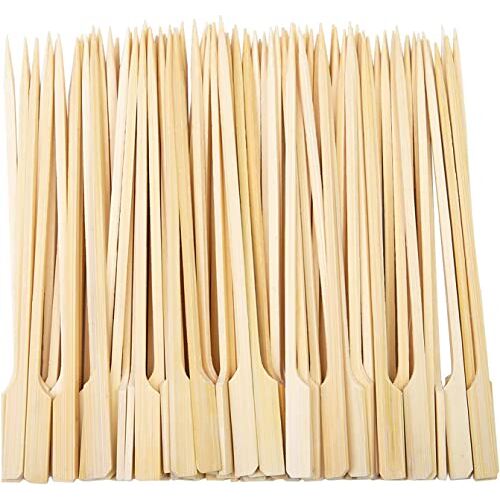 BOBOZHONG Pique a Brochette Bambou Bâton de, bamboe peddel spiesen, 100 stuks BBQ bamboe grillspiesen, 20 cm houten spiesen vingerfood spiesen, houten sjasliekspiesen