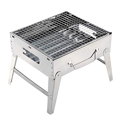 YONQIWU BBQ Grill Outdoor Houtskool Grill Barbecue Draagbare BBQ Rvs Opvouwbare BBQ Grill Camping Grill Tafelblad Grill Voor Draagbare Camping Koken Kleine Grill