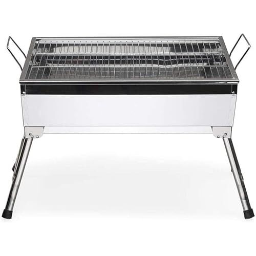 HCSUHUEW Grill Outdoor Draagbare Opvouwbare Houtskool Grill Barbecue Grill Draagbare Rvs Grill Kleine Kamperen Grill Voor Outdoor Picknick Kamperen Koken