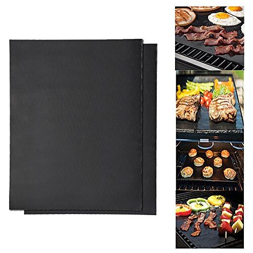 Zerodis Barbecuemat bakmat voor barbecue en oven, hittebestendig tot 300 tot 500 graden, 40 x 33 cm, anti-aanbakplaten van BBQ en herbruikbare bakplaten (2 stuks)