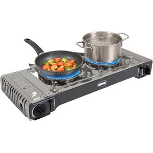 Amig Draagbaar campinggasfornuis met 2 branders CAMP02 Dubbel fornuis 2 branders Inclusief bakplaat Gietijzeren grill Roestvrij staal 2,2 kW vermogen x 2 Amig Draagbaar campinggasfornuis met 2 branders CAMP02 Dubbel fornuis 2 branders Inclusief bakplaat Gietijzeren grill Roestvrij staal 2,2 kW vermogen x 2