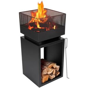 BBQ Collection Vuurkorf met Vonkenscherm Tuinhaard 39 x 39 x 85 cm Buitenhaard met Pook en Brandhout Opslag Houtkachel voor Tuin en Terras Buitenkachel voor Hout Carbon Staal BBQ Collection Vuurkorf met Vonkenscherm Tuinhaard 39 x 39 x 85 cm Buitenhaard met Pook en Brandhout Opslag Houtkachel voor Tuin en Terras Buitenkachel voor Hout Carbon Staal