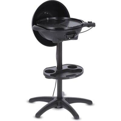 Severin Barbecue-/staande grill met kap, elektrische grill met thermostaat, grillplaat met keramische coating, 2.000 W, grilloppervlak Ø 41 cm, mat zwart, PG 8541 Severin Barbecue-/staande grill met kap, elektrische grill met thermostaat, grillplaat met keramische coating, 2.000 W, grilloppervlak Ø 41 cm, mat zwart, PG 8541
